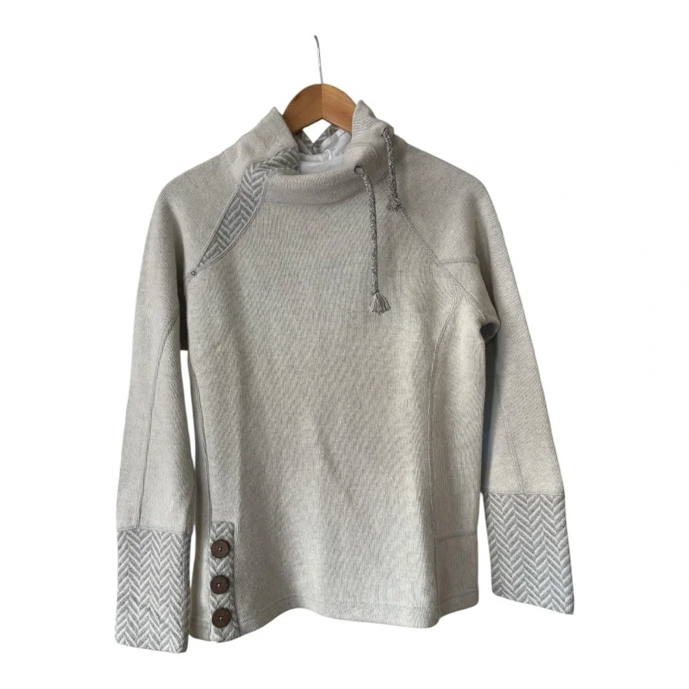 Prana The Lucia Wool Women's Natural Cream Sweater Button Accents Size M - Picture 9 of 12